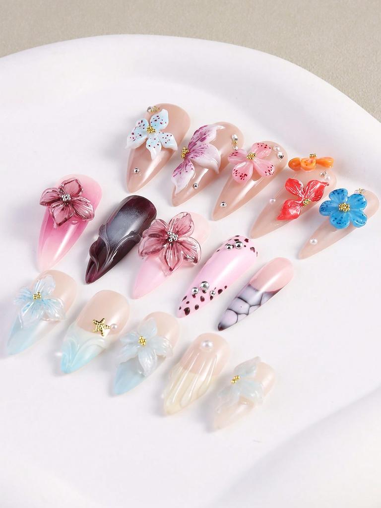 1pc 3D Lily Flower Nail Art Silicone Mold, Embossed Hibiscus Pattern DIY Nail Stamping Tool