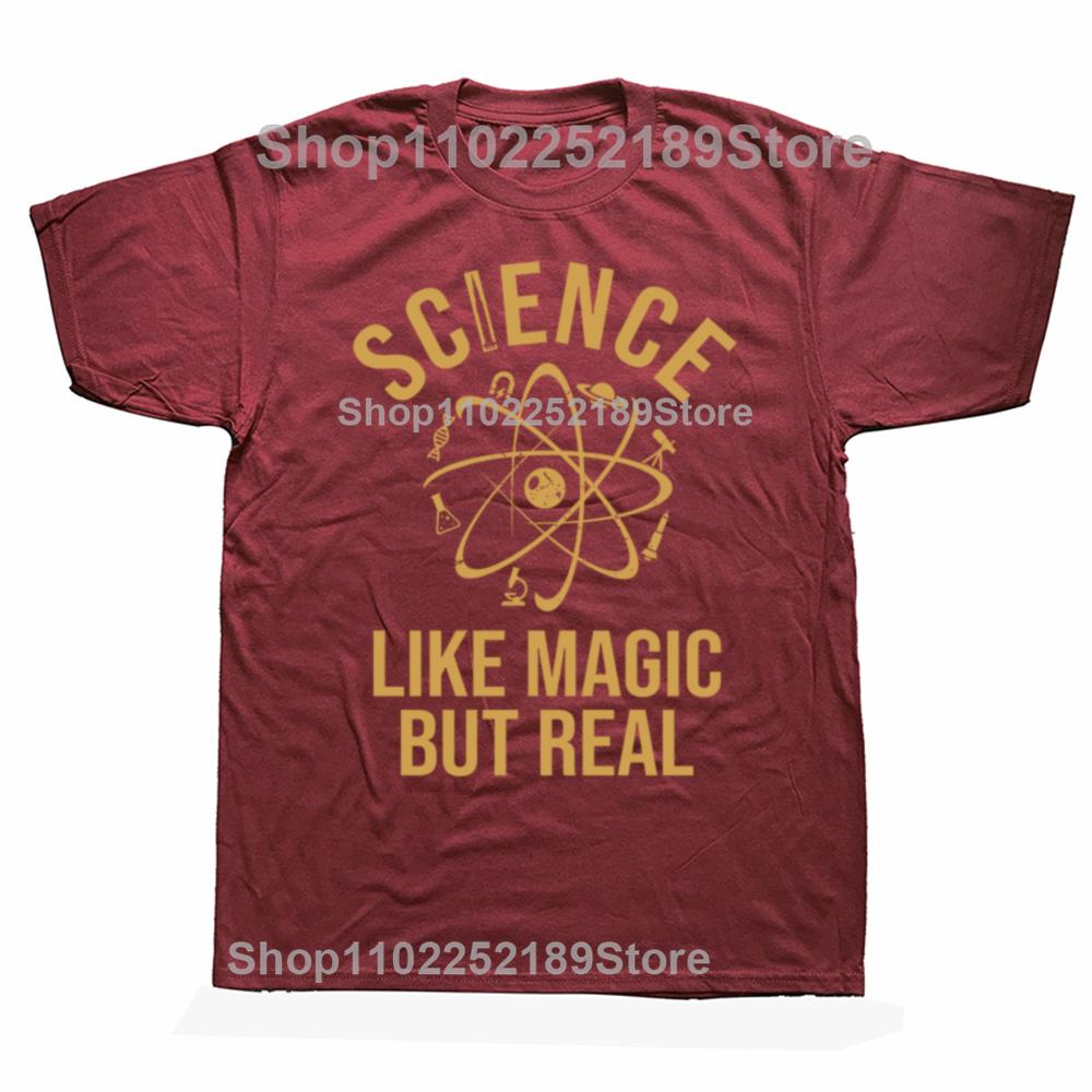 Mens Science Like Magic But Real Tshirt Funny Nerdy Teacher Hipster Hip Hop Casual Loose Man Tshirt Comfort Breathe Y2k Soft Tee