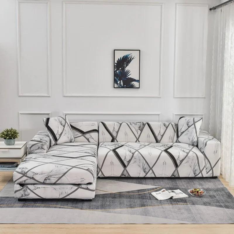 Geometric Sofa Covers for Living Room Elastic Corner Couch Cover Sectional Corner L Shaped Chaise Longue Slipcover Funda De Sofá