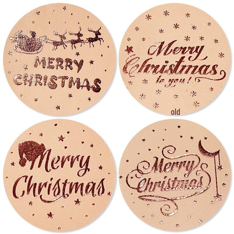 Rose Gold Christmas & New Year Gift Sealing Stickers - Decorative Adhesive Labels