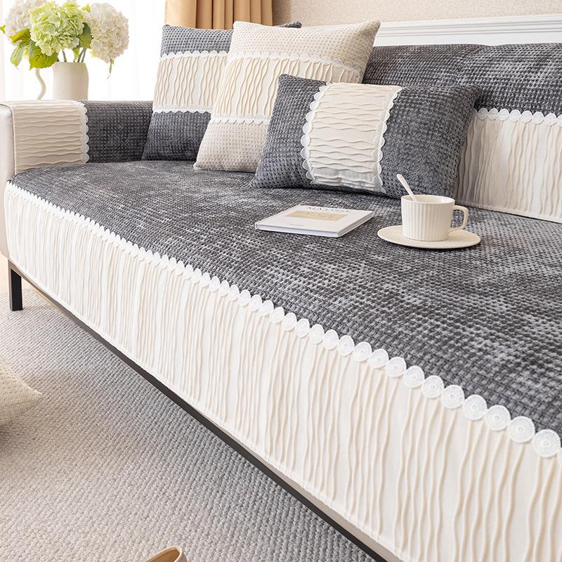 

New Four Seasons Chenier Sofa Cushion, Seat Cushion, Armrest Backrest, Split Sofa Cover Cloth, Simple Two-Color Contrasting Color 70*70cm