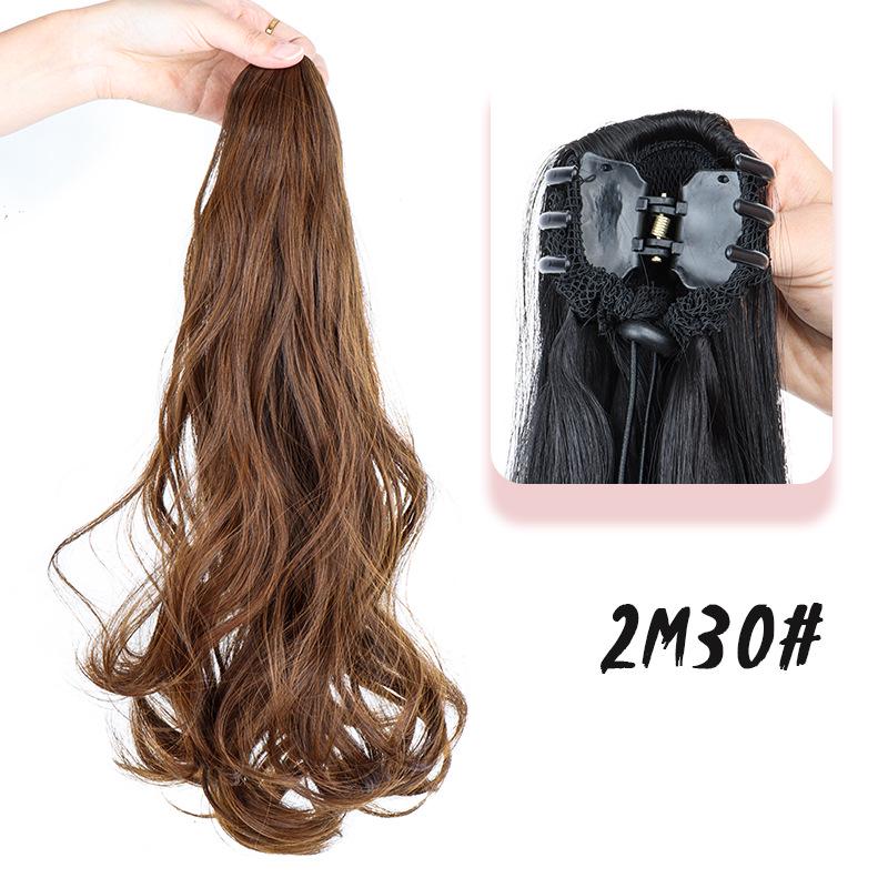 European & American Women's Layered Curly Ponytail Wig Extensions - Fashionable Realistic Big Wave Hairpiece with Drawstring Braid