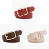 Vintage Gold Buckle Leather Belt For Women With Sanded Pu Material Casual Or Office Style