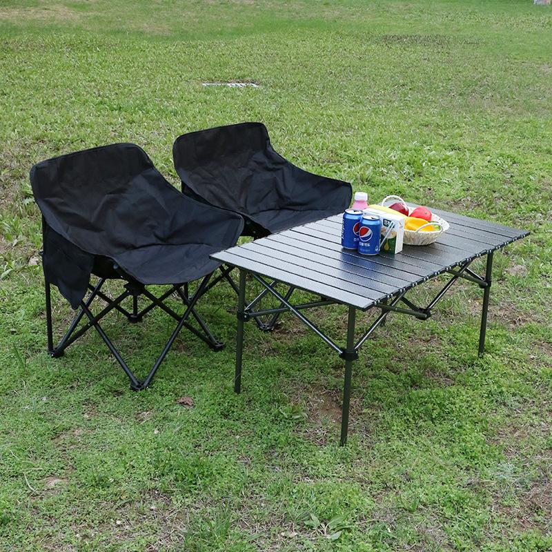 Portable Outdoor Folding Table & Chair Set for BBQs – Includes 1 Roll-up Table & 4 Chairs