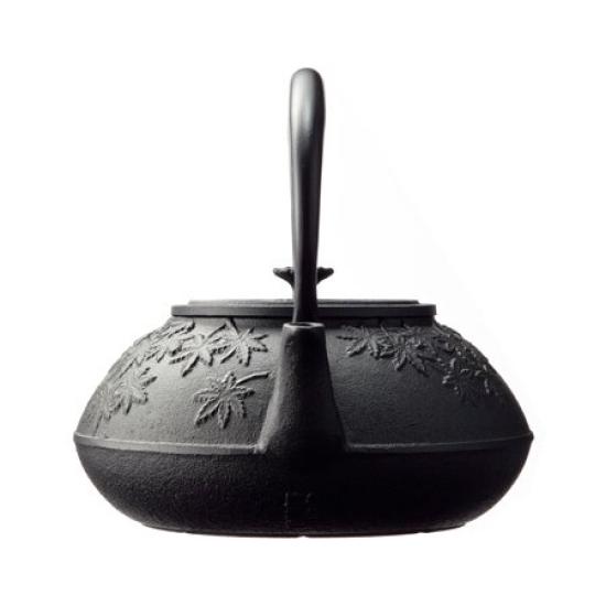 Nanbu Ironware Nambu Iron Kettle, Tea and Maple Leaf Design, 1.2 Liters