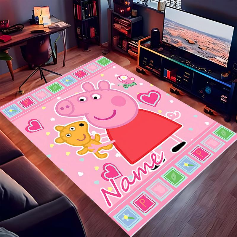 Custom personalization Peppa Pig Print Area Rug - Soft, Washable Non-Slip Indoor Mat,Living Room,Home&Office Decorative Rug
