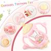 2 Pack Teething Toys for Babies 6-12 Months, Sensory Teether Rings, Montessori Baby Rattle, Infant Chew Toys Gift for Boys Girls (Pink)