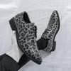 Men Derbys Oxford Leopard Print Personality Nightclub Leather Business Shoes Men's Tuxedo Wedding Dance Shoes Red Green Plus Size
