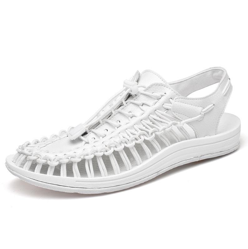 

Мужские повседневные плетеные сандалии 2025: Весенне-летние лоферы слипоны с круглым носком Size 48