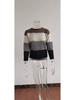 2024 Women's Casual Striped Long Sleeve Knitted Pullover Sweater, Round Neck for Autumn and Winter