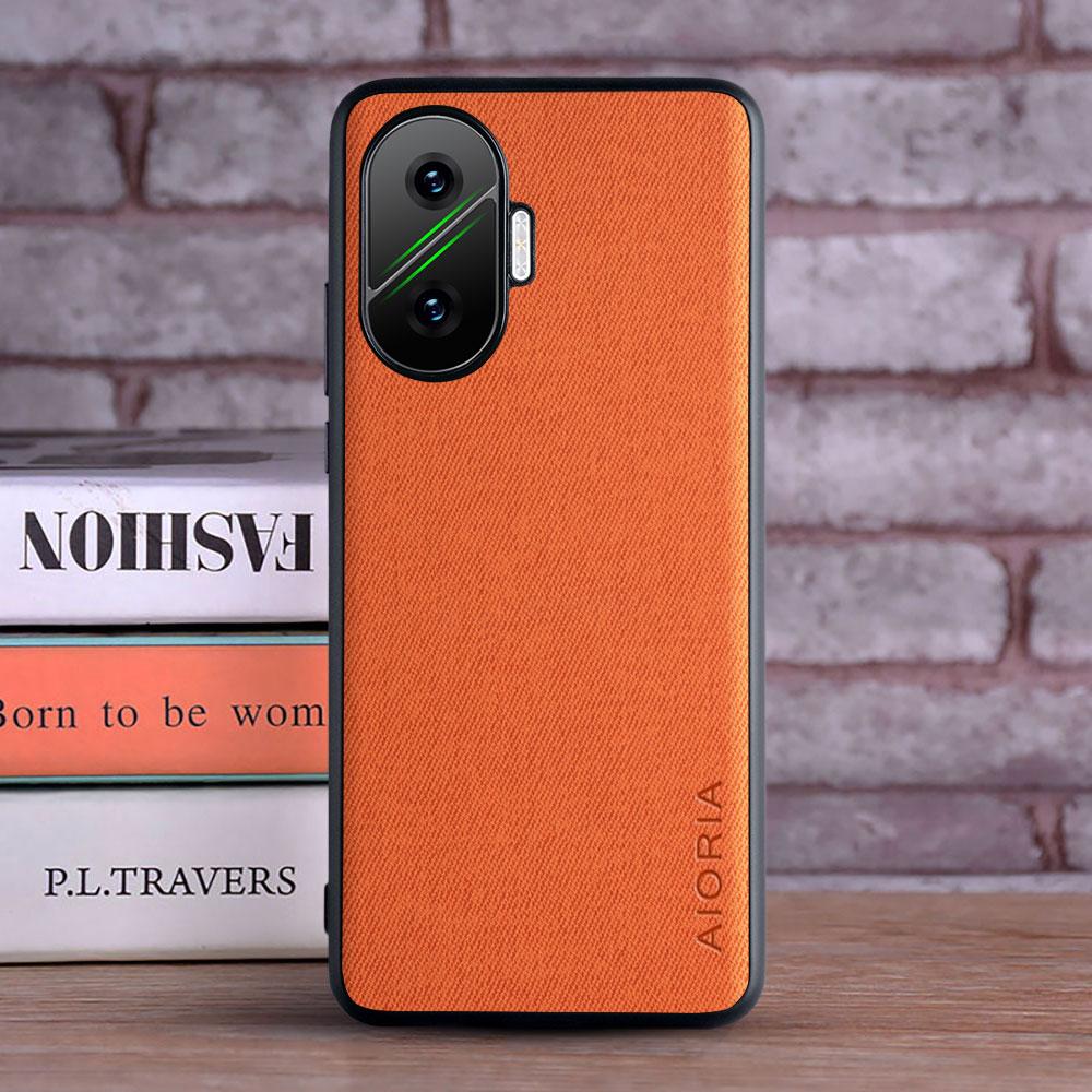 

Case for Poco F7 Leather Fashion Soft TPU Master Hard Textile Leather Fashion Phone Cover for poco F7 Case funda Coqua for Poco F7 оранжевый