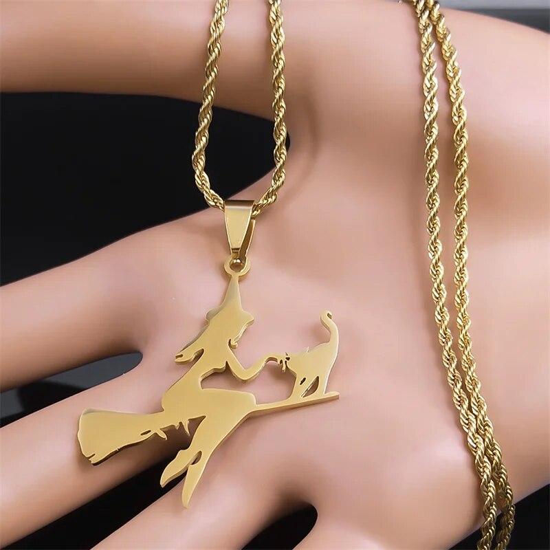 

Ожерелье из нержавеющей стали для женщин и мужчин, ожерелье с цепочкой золотого цвета, подарок на Хэллоуин, ювелирные изделия