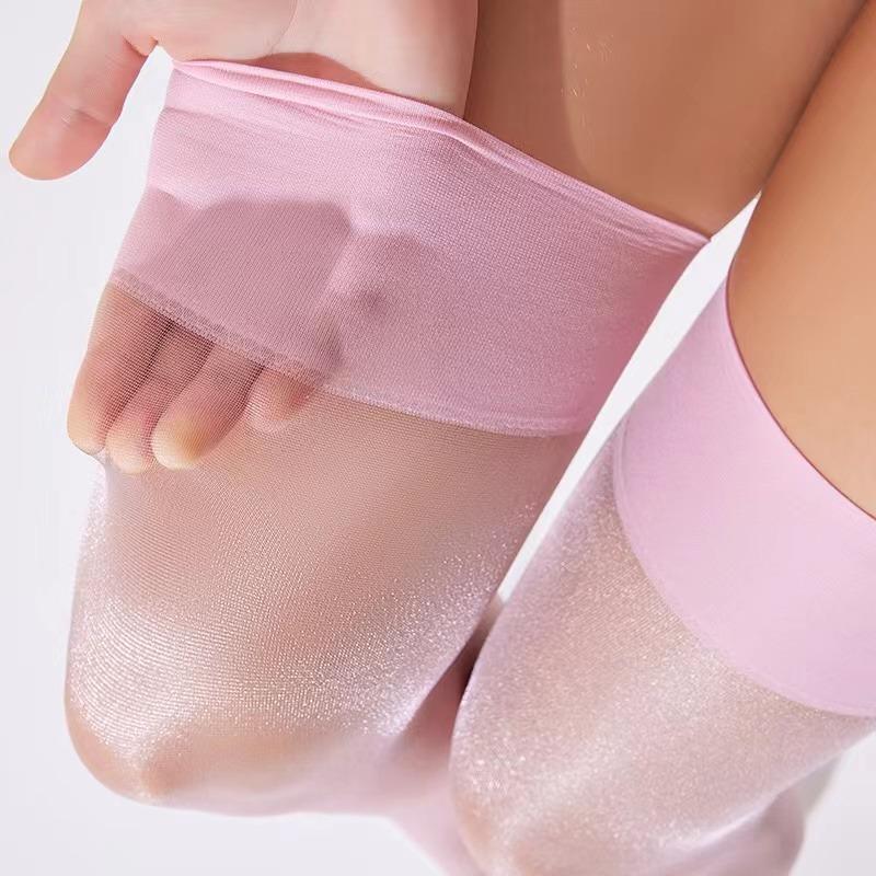 Pink Erotic Stockings for Women Thigh High Socks Slightly Shining Over Knee Hosiery Black White Sexy Stocking medias