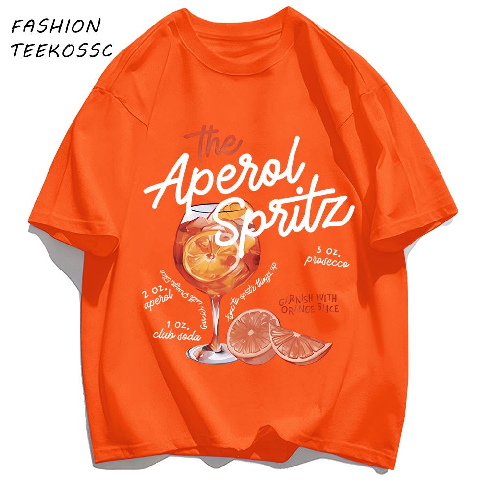 Orange Slice Red Wine Goblet Print TShirts Men Colour ONeck T Shirt Cotton Oversized Top Unisex AllMatch Casual Streetwear