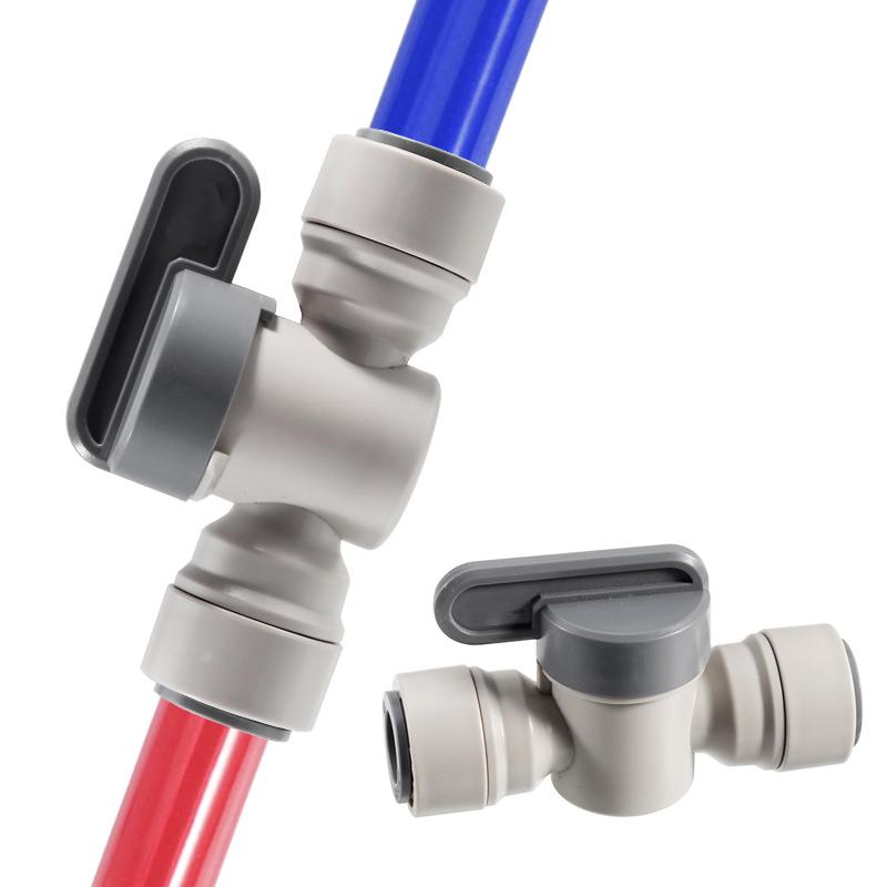 3/8" x 3/8" OD Quick Connect Inline Ball Valve,Push Fit Quick Joint Connector,Use for Beer Brewing,Water Purifier System,Aquariu