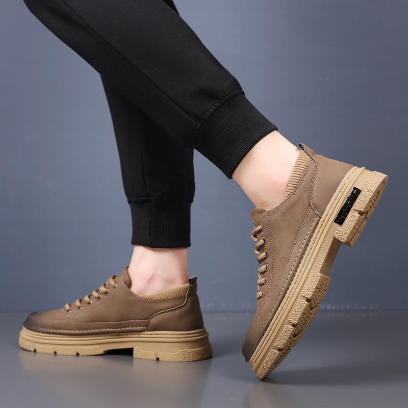 Fashion Casual Men's Genuine Leather Shoes Classic Business Versatile Style Outdoor Leisure Party Daily Office Quality Thick Soled Shoe
