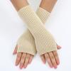 Long and Fine Striped Woolen Gloves New Autumn and Winter Women's Fashion Fake Sleeve Knitted Warm Fingerless Wrist Cover