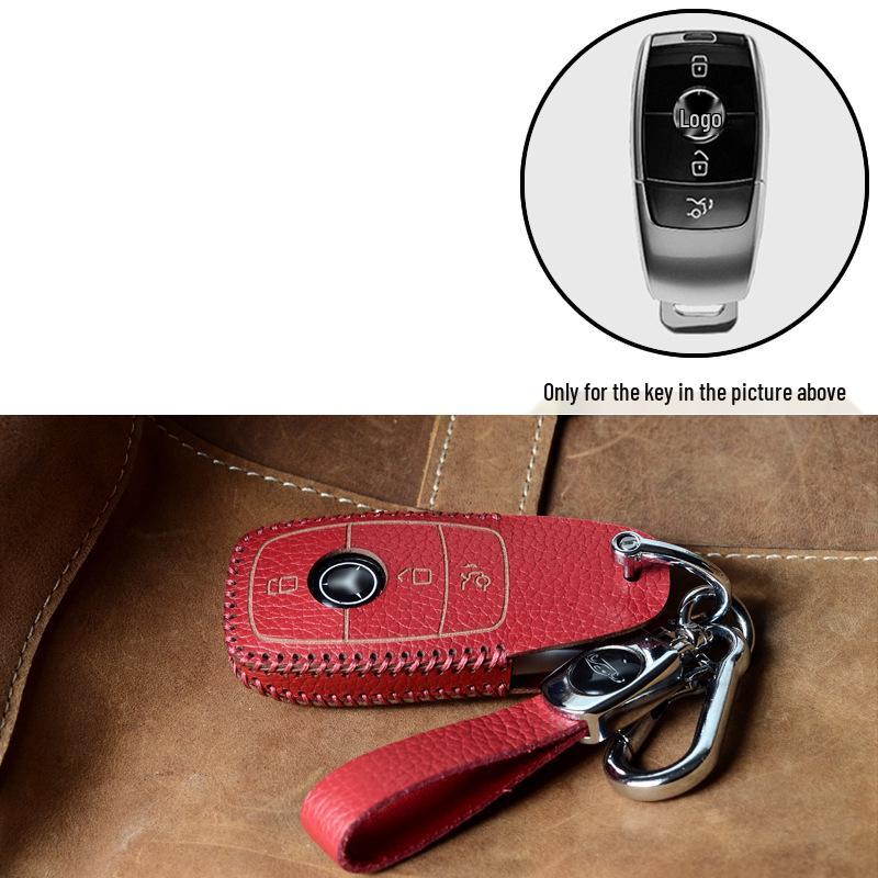 TPU Full-Wrap Cowhide Key Case for Mercedes E-Class & C-Class (E300L, C260L, C200L, GLC) - Unisex Design