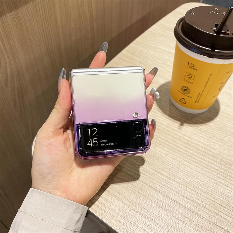 Für Samsung Galaxy Z Flip 4 3 5g Fall Farbverlauf Bunte Transparente Stoßfest Anti-Drop Schutz Harte Rückseite Abdeckung Zubehör