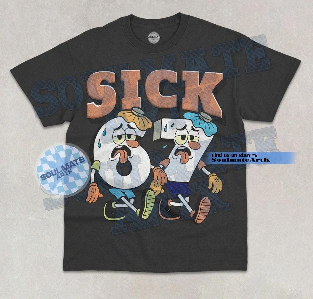 Sick 67 T- Shirt Funny Trendy Six Seven Meme Hilarious Gen Alpha Humor  Shirt XL