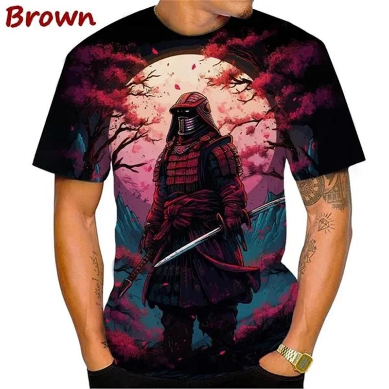 

Новая футболка с японским самураем, 3D-принт, сакура, ниндзя, рубашка с коротким рукавом, модные повседневные топы для мужчин и женщин, футболки 2XL