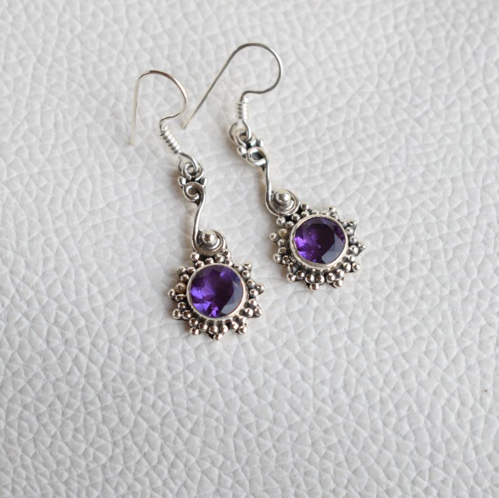 Natural Amethyst Earrings, Designer Earring, February Birthstone, 925 Sterling Silver Earring, Gift For Mother, Light Weight Earrings