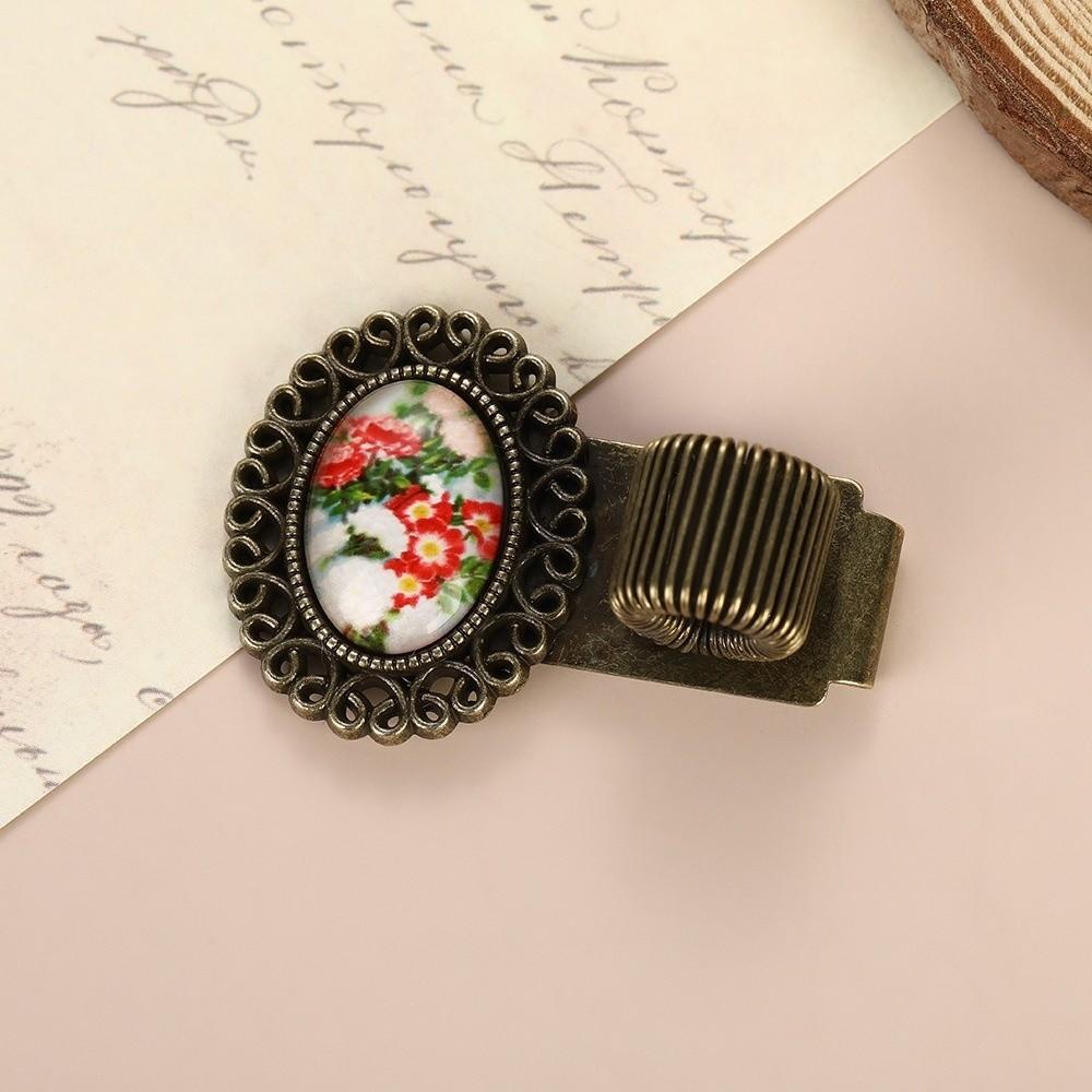 Multi-functional Pen Loop Holder Metal Vintage Floral Pen Clip Pencil Holder  Student Stationery