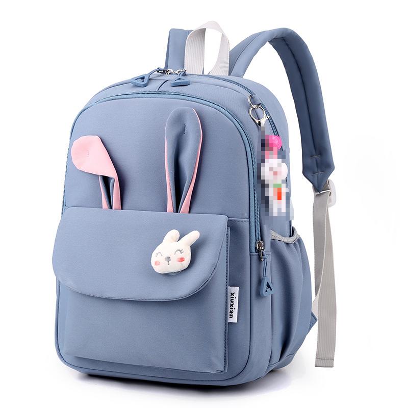 Large Capacity Cute Rabbit Pendant Schoolbag Women Nylon Backpack Ins Junior Student School Bag Female Girl Backpack Laptop Book