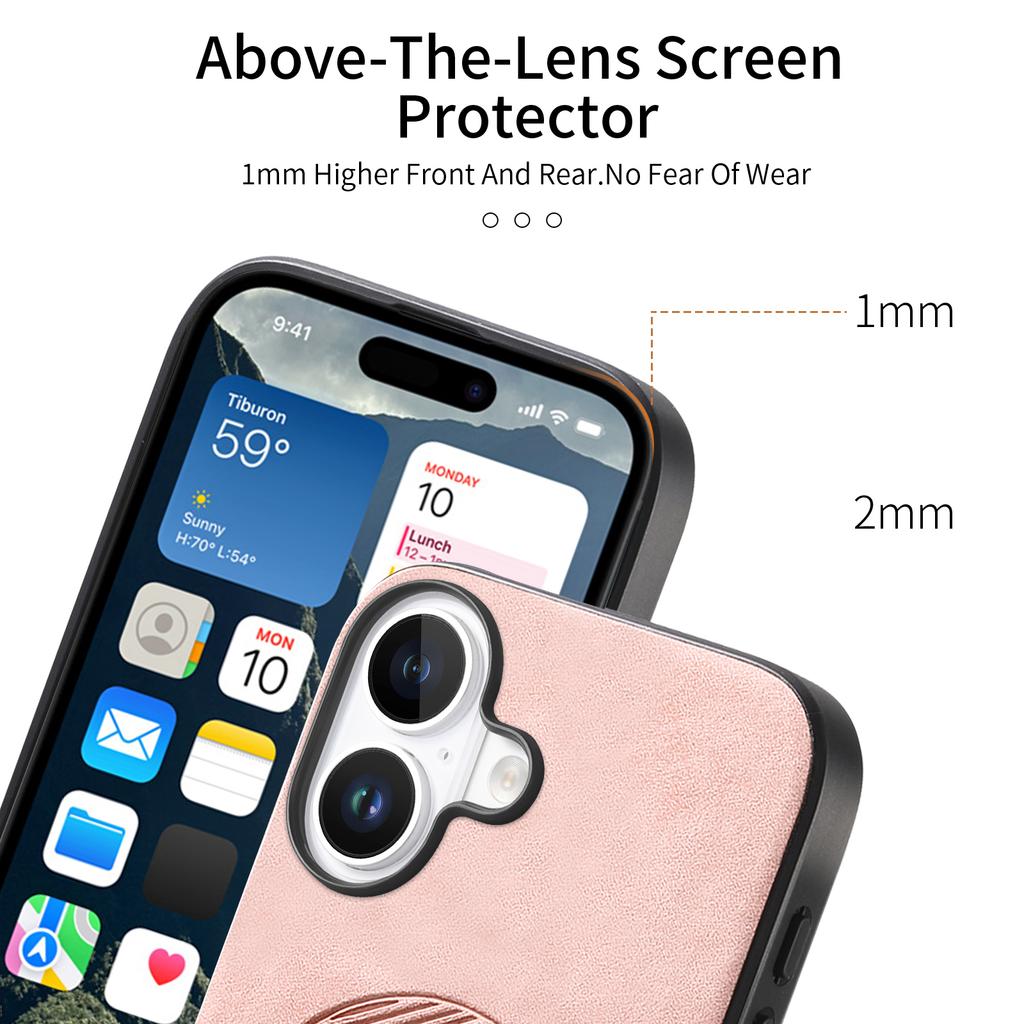 B1 For iPhone 16 Plus Leather Back Case Compatible with MagSafe Skin-Touch Phone Cover
