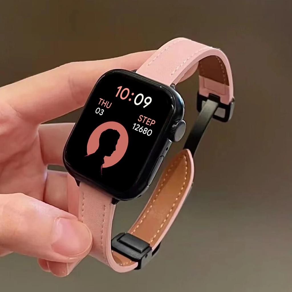 New Band For Apple Watch 46 44 40 45 41 49 42 38mm Magnetic Buckle Soft Strap For Ultra Series 10 9 8 SE 7 6 5 4 3 Watchband