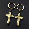 Orecchini a cerchio Croce Cristiana Religiosa in Acciaio Inossidabile per Uomo Donna Colore Oro Crocifisso di Gesù Orecchino pendente Gioiello Fede Regalo