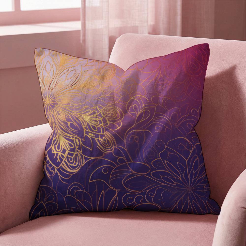 Colorful Floral Mandala Cushion Cover Multi-Scene Pillow Cover for Home & Car - Reversible, Soft & Durable for Daily Use