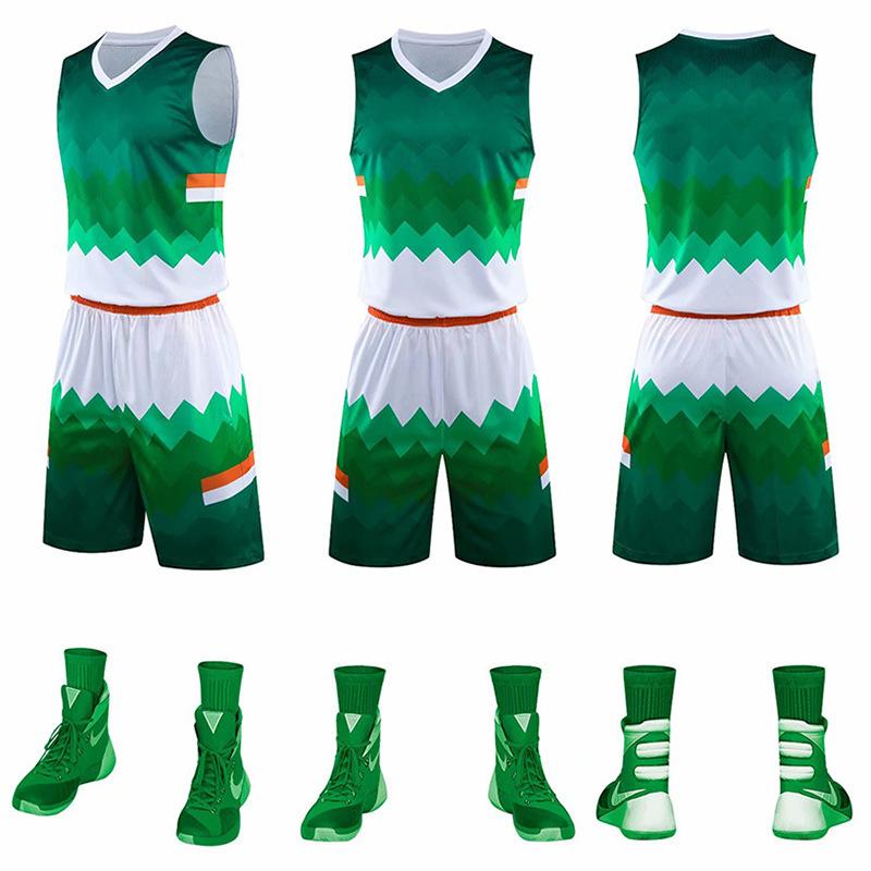 Basketball Jersey Set Student Game Jersey Children'S Training Jersey Gradual Change Personalized Printing Pattern Adult Jersey Men And Women