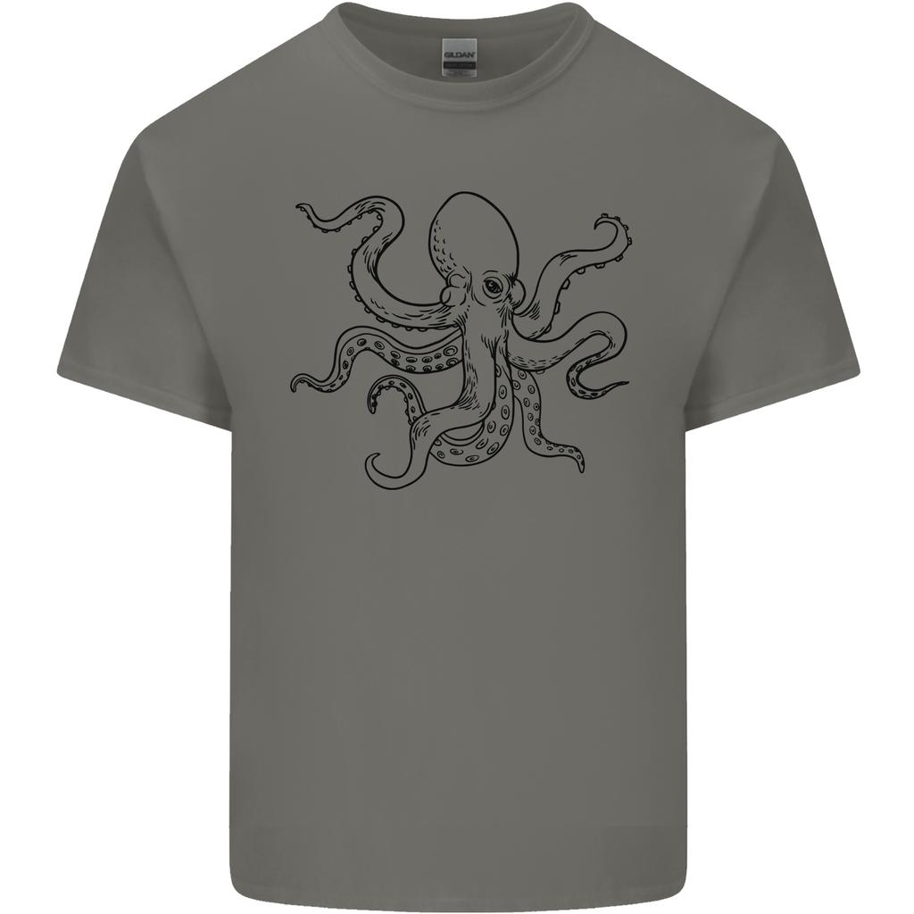 Octopus Ouline Unisexs Light Cotton Tshirt