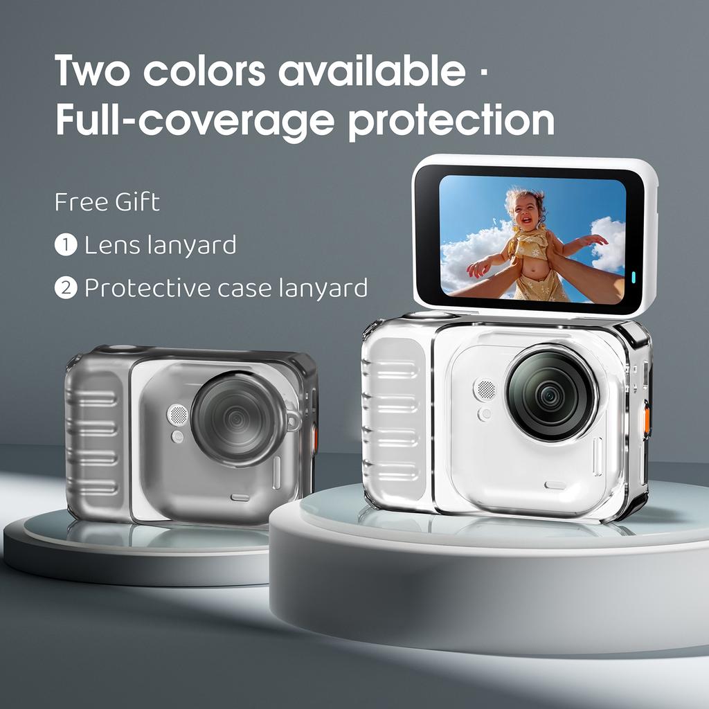 Soft Protective Cover with Lens Protector & Anti-Lost Lanyard Anti-scratch Protector Shell Compatible for Insta360 Go Ultra