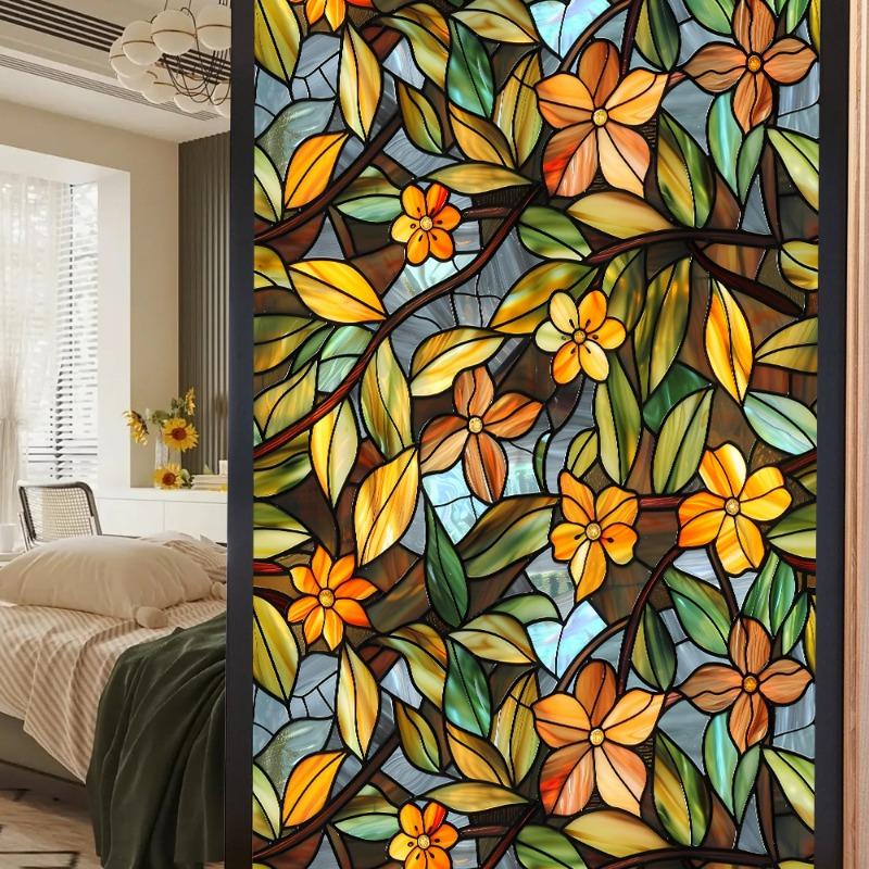 3D Laser Recyclable Window Privacy Film No-glue Window Film Decorative Protection Static Cling Stained Glass Home Sticker