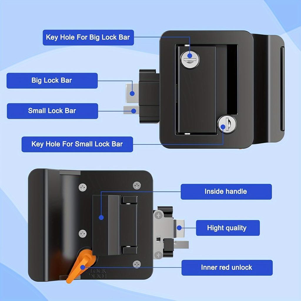 RV Entrance Door Lock Upgraded Black and White RV Door Lock Double Opening Safe and Practical RV Door Lock Easy To Install