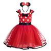 Kids Minnie Mouse Style Girls Polka Dot Costume Birthday Party Tulle Skirt with Headband Ages Red [Dressy Daisy] 5-6