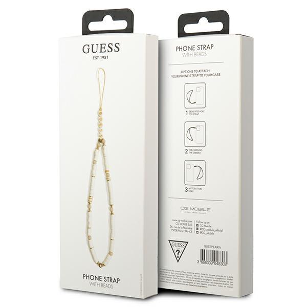 Guess Zawieszka Gustpearw Phone Strapbiały/White Heishi Beads