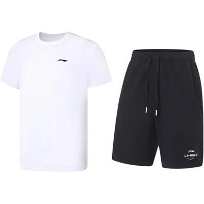 Plain Round Neck Pullover Short Sleeve T-Shirt Simple Quick-Dry Breathable Shorts Casual Sports Suit Unisex Sportswear ATSS069-11+AKST543-3