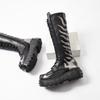 Bottes Longues au Genou Tendance Pour Femmes Nouvelles Bottes de Chevalier à Lacets et Tige Haute Augmentant la Hauteur Bottes à Semelles Épaisses Chaussures Punk Bottes Longues Style Rétro