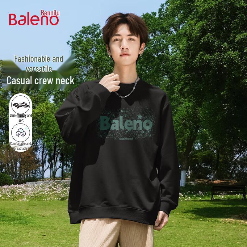Baleno Men's Heavyweight Round Neck Logo Print Sweatshirt