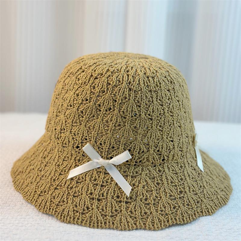Bow Girl Sweet Cute Bucket Hat Spring and Summer Travel Seaside Sunscreen Hat Basin Hat