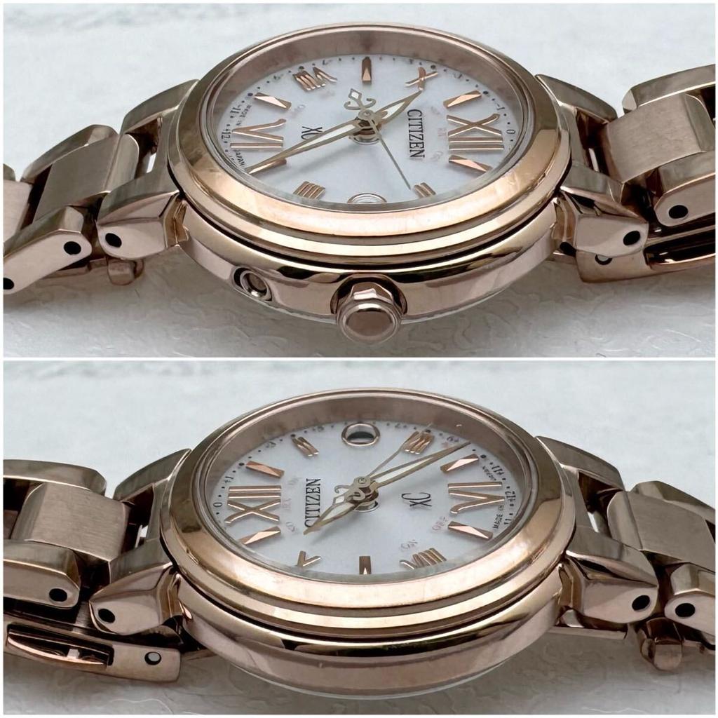 CITIZEN xC Cross Sea Pink Gold Silver Dial Watch Radio Solar Roman Numerals Ladies ES9435-51A Eco-Drive