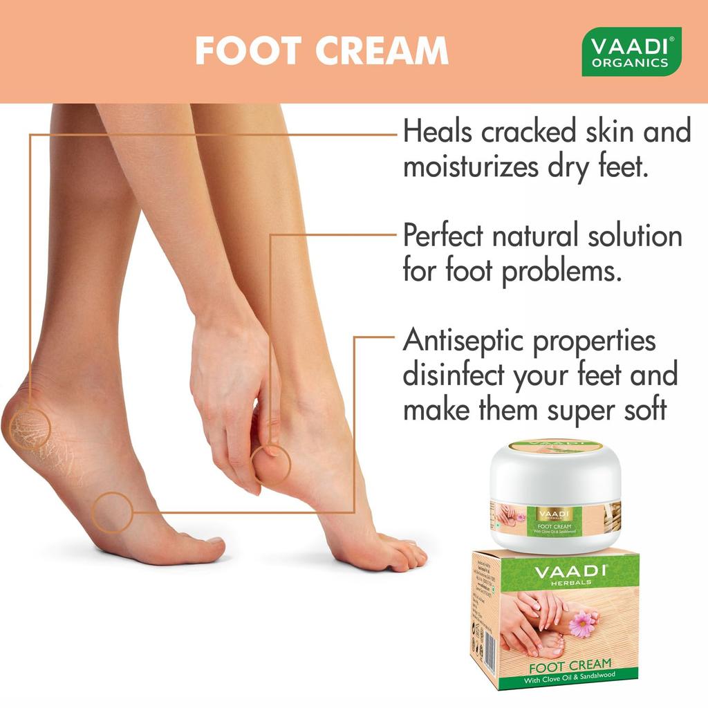 Vaadi Herbals Foot Cream With Clove And Sandal Oil For Dry Rough Heels Moisturizing Foot Care Cream 30 g X Pack Of 3