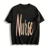 Women's Loose Casual Top With Gentle Color-block Nurse Letter Print Pure Cotton T-shirt