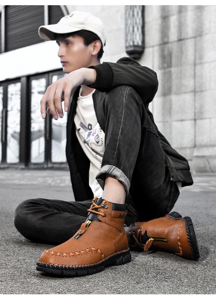 Men's High-Top Martin Boots: Autumn-Winter Thick Sole for Mountaineering, Work, and Outdoor Activities