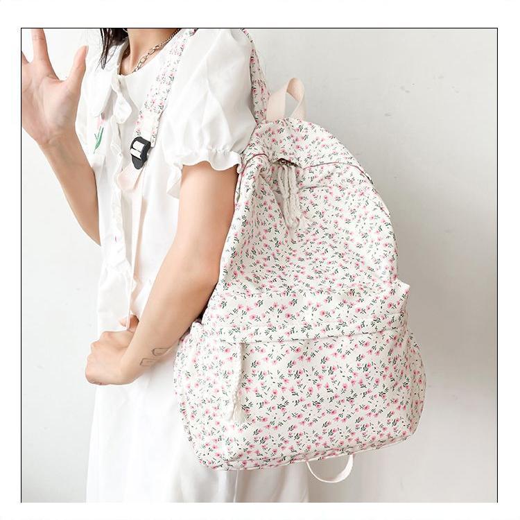 Japanischer Rucksack mit Blumendruck für Damen - College- und Mittelschulstil
