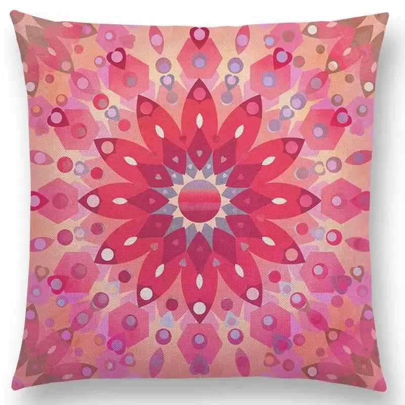 New Fantastic Snowflake Flowers Gorgeous Floral Doodle Colourful Decorative Pattern Mandalas Cushion Cover Sofa Pillow Case