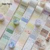 Sugar Poem Floral Collection Die-Cut White Kraft Paper Adhesive Tape - 6 Floral Styles for Decorative Collage & Journaling
